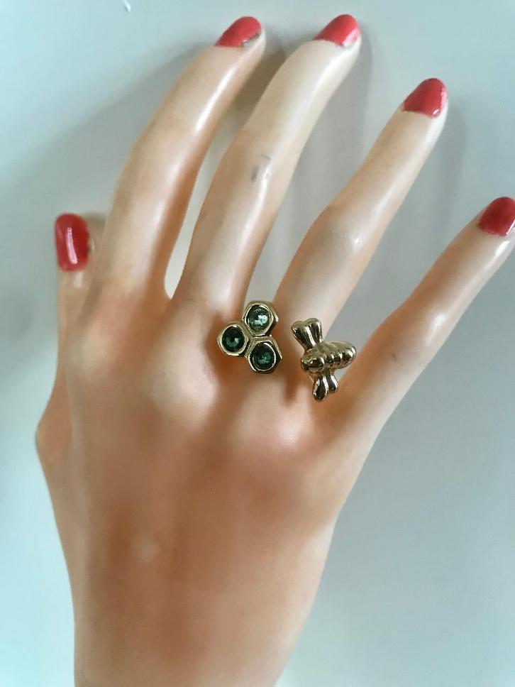 Uno de 50 ring (61) 17/57 Gold Ring Bee Bzz, Sieraden, Tassen en Uiterlijk, Ringen, Nieuw, Dame of Heer, 17 tot 18, Goud, Overige materialen