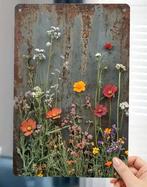 Metalen bord - Bloemen afbeelding - 20x30 cm, Ophalen of Verzenden, Nieuw