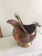 Koperen bak met porseleinen hengsels, Antiek en Kunst, Antiek | Koper en Brons, Ophalen of Verzenden