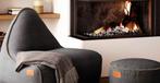Prachige luxe lounge chair met pouf. Donker grijs/ zwart., Zo goed als nieuw, Zwart, Ophalen
