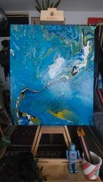 Leuke gekleurde aqua canvas, Ophalen, 50 tot 75 cm, Nieuw, Schilderij