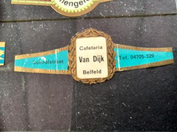 Oud sigarenbandje Belfeld Cafetaria van Dijk (blauw) beschikbaar voor biedingen