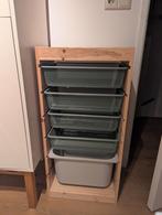 Ikea houten ladenkast met stalen laden en bak, Ophalen of Verzenden, Zo goed als nieuw