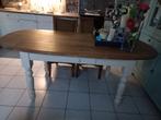 Stevige brocante uittrekbare eetkamer tafel met laadjes, Gebruikt, 100 tot 150 cm, Rechthoekig, 50 tot 100 cm