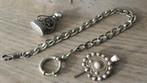 Zilveren horlogeketting en zilveren sleutel en lakstempel, Ophalen of Verzenden, Zilver