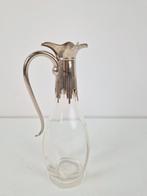 Kristallen oorkaraf met zilveren greep 19e eeuw art deco, Ophalen of Verzenden