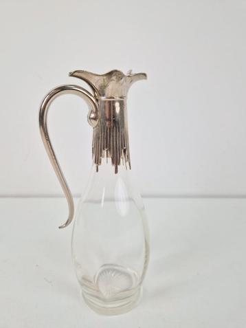 Kristallen oorkaraf met zilveren greep 19e eeuw art deco beschikbaar voor biedingen