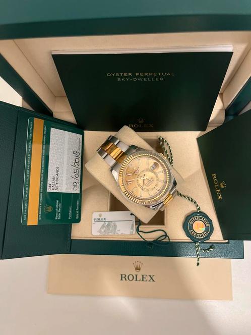 Rolex Sky-Dweller 326933 Champagne Dial Full Set 2018, Sieraden, Tassen en Uiterlijk, Horloges | Heren, Zo goed als nieuw, Rolex