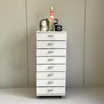 Industriele vintage ladekast wielen werkplaats kast wit hoog, Ophalen, Minder dan 50 cm, Gebruikt, Onbekend