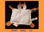 Z190 Vos - Hema velours doekje vosje, Kinderen en Baby's, Speelgoed | Knuffels en Pluche, Ophalen, Zo goed als nieuw, Overige typen