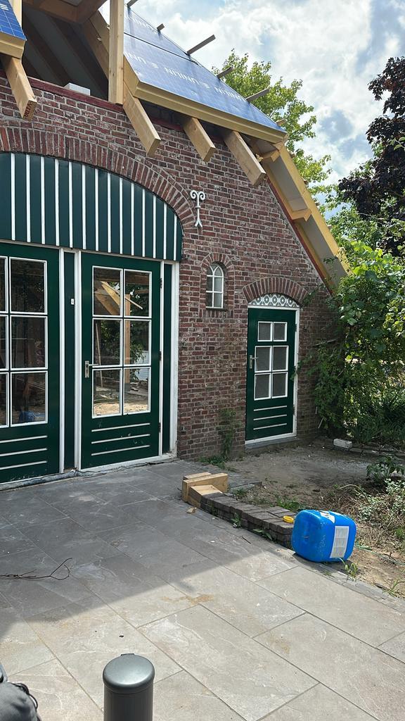 Achterdeuren (dubbel & enkel) met kozijnen, Doe-het-zelf en Verbouw, Deuren en Horren, Gebruikt, Buitendeur, 200 tot 215 cm, 120 cm of meer