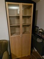 Houten boekenkast met glazen deuren, Met deur(en), 100 tot 150 cm, Glas, Ophalen of Verzenden