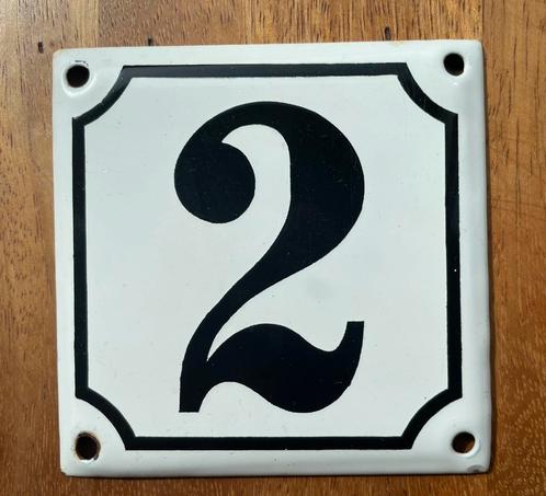 Emaille huisnummer 2, Antiek en Kunst, Antiek | Emaille, Ophalen of Verzenden