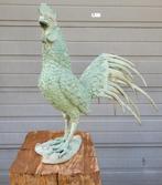 Bronze Haan kunstwerk tuinbeeld standbeeld met patina, Verzenden, Zo goed als nieuw, Metaal, Dierenbeeld