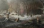 Schilderij winterlandschap op paneel. Thomas Heesakkers
