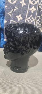 Vintage glazen koptelefoon hoofd zwart, Antiek en Kunst, Antiek | Glas en Kristal, Ophalen of Verzenden