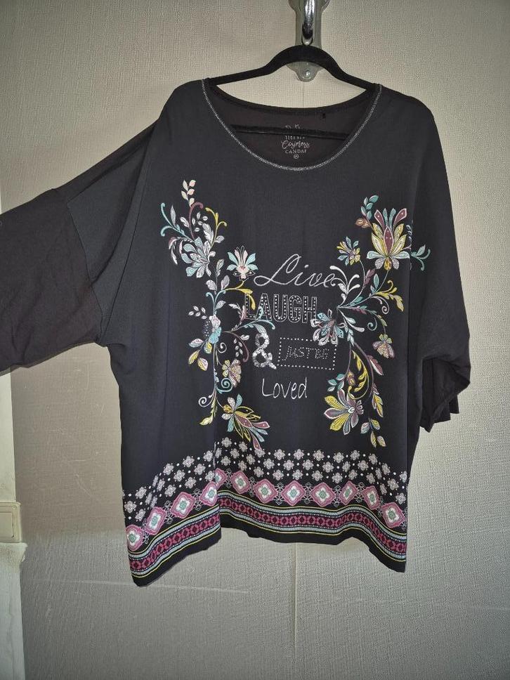 Nieuwe mooie top blauw zwart strass 2XL 3XL, Kleding | Dames, Grote Maten, Nieuw, Shirt of Top, Overige kleuren, Ophalen of Verzenden