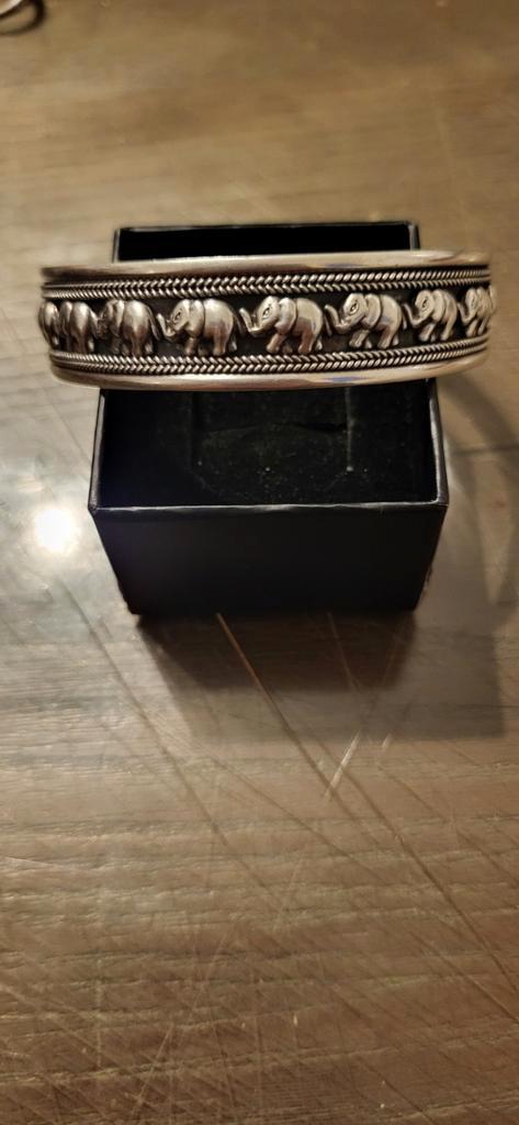 Zilveren Olifanten Armband, Sieraden, Tassen en Uiterlijk, Armbanden, Zo goed als nieuw, Zilver, Zilver, Met bedels of kralen