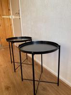 Zwarte, moderne bijzettafeltjes, Huis en Inrichting, Tafels | Bijzettafels, Minder dan 55 cm, Metaal of Aluminium, Rond, Zo goed als nieuw