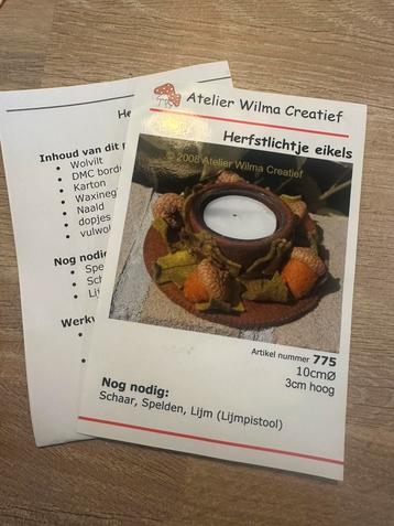 HERFSTLICHTJE EIKELS patroon atelier wilma creatief wol vilt beschikbaar voor biedingen
