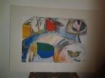 Abstract schilderij, niet leesbaar gesigneerd, Ophalen