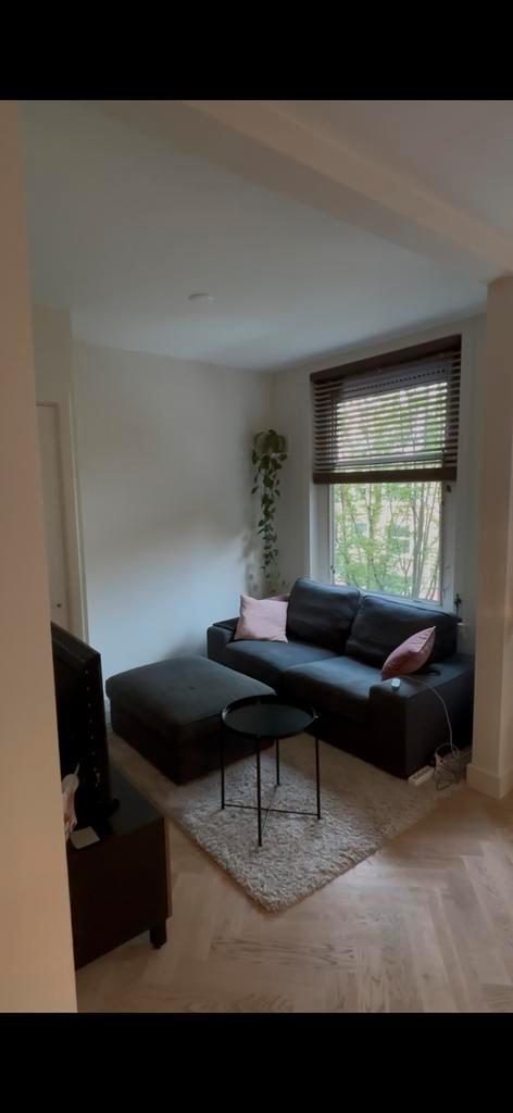 Ikea bank + poef, Huis en Inrichting, Banken | Voetenbanken en Poefen, Gebruikt, 125 cm of meer, 125 cm of meer, Rechthoekig, Ophalen