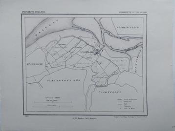 2 / St. Annaland Poortvliet Zeeland Litho uit 1866 J. Kuyper beschikbaar voor biedingen