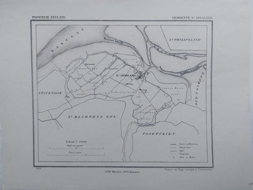 2 / St. Annaland Poortvliet Zeeland Litho uit 1866 J. Kuyper, Antiek en Kunst, Kunst | Litho's en Zeefdrukken, Ophalen of Verzenden