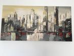 Schilderij op canvas: stad met brug, Schilderij, Gebruikt, 125 cm of meer, 50 tot 75 cm