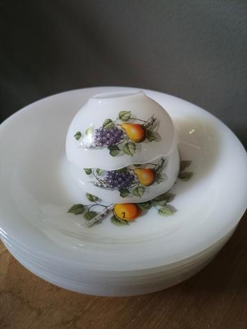 servies arcopal fruit de France 6 borden en 8 schaaltjes  beschikbaar voor biedingen