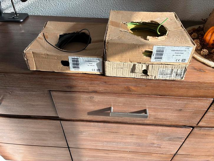 Installatiedraad groen/geel en zwart, Doe-het-zelf en Verbouw, Elektra en Kabels, Gebruikt, Kabel of Snoer, Ophalen of Verzenden