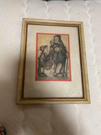 Vintage ingelijste tekening van kinderen, Antiek en Kunst, Ophalen of Verzenden