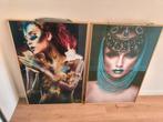 2 glas schilderijen 120x80 cm. Vrouw, Huis en Inrichting, Woonaccessoires | Schilderijen, Tekeningen en Foto's, Ophalen, Oorspronkelijke maker