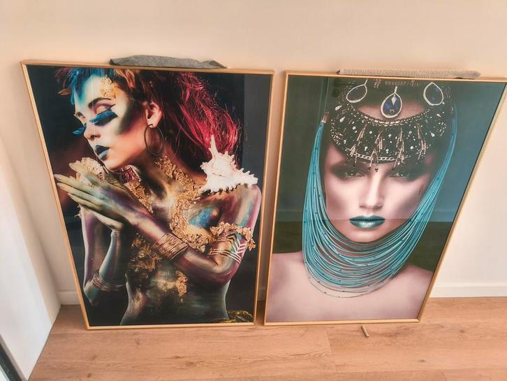 2 glas schilderijen 120x80 cm. Vrouw, Huis en Inrichting, Woonaccessoires | Schilderijen, Tekeningen en Foto's, Zo goed als nieuw