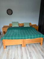 Verstelbaar Zorgbed 180x200 + Matrassen & Nachtkastjes, Ophalen, Bruin, Tweepersoons, 180 cm