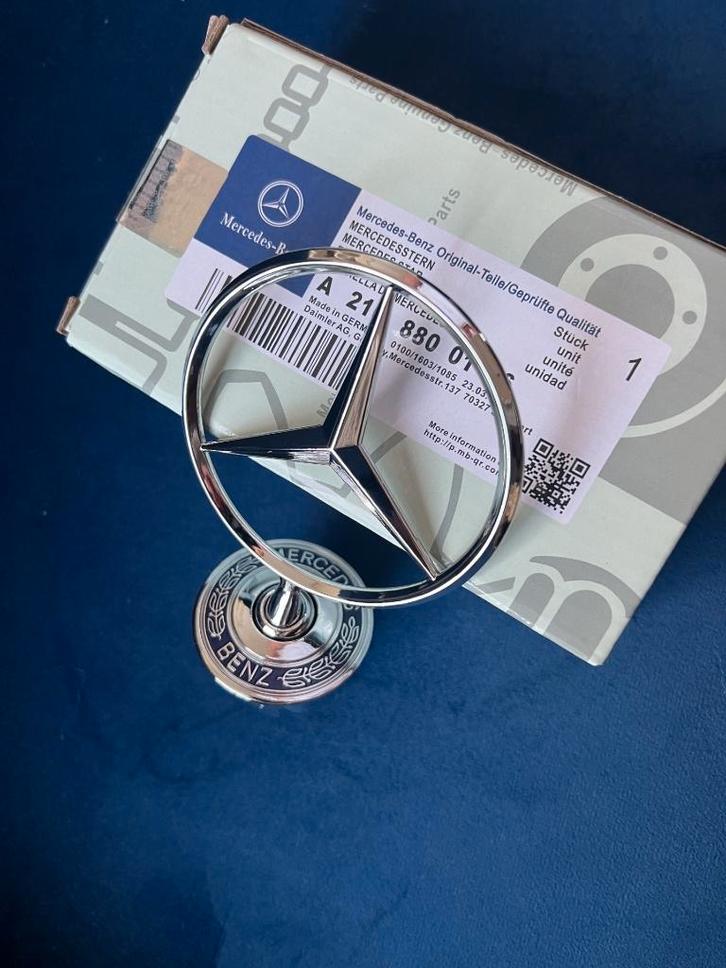 MERCEDES BENZ STER RVS CHROME NU 21,50 MET LAUWERKRANS, Auto diversen, Wieldoppen, Nieuw, Ophalen of Verzenden