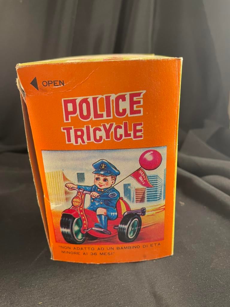 Vintage blikken speelgoed / politie / driewieler, Ophalen of Verzenden