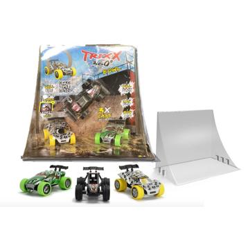 Trixx 360 3 Stuntcars wit-groen-zwart  EXTRA GROTE STUNTRAMP beschikbaar voor biedingen