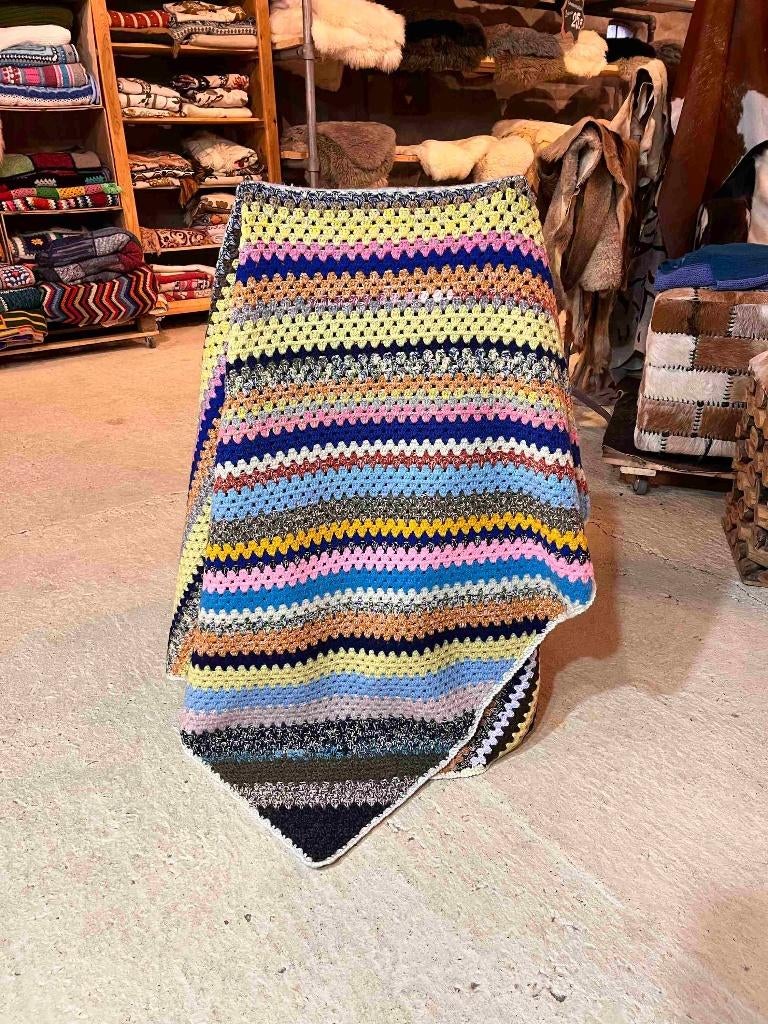 Granny woondeken plaid diagonaal gehaakte strepen 182/125, Gebruikt, Etten-Leur, DJT@dejuistetoon.eu, Ophalen of Verzenden