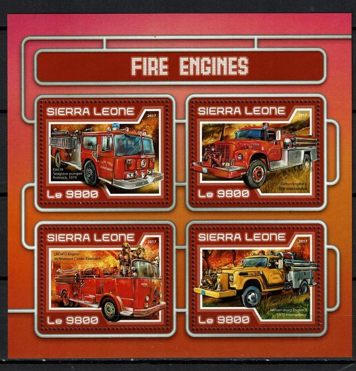 sierra leone 2017 pf blok brandweer wagens auto cars auto's, Postzegels en Munten, Postzegels | Thematische zegels, Postfris, Auto's