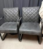 2 heerlijke stoelen fauteuils leer antraciet, Huis en Inrichting, Fauteuils, Ophalen of Verzenden, Zo goed als nieuw, 50 tot 75 cm