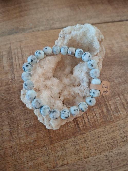 Natuurkralen armband met Kiwi Jaspis, Sieraden, Tassen en Uiterlijk, Armbanden, Nieuw, Overige materialen, Groen, Met bedels of kralen