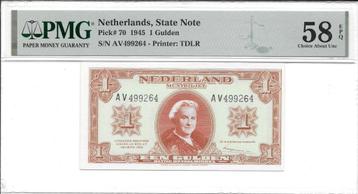 1 gulden 1945 'Wilhelmina', PMG 58 EPQ, Uncirculated beschikbaar voor biedingen