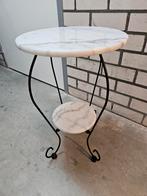 Bijzettafel met 2 marmeren plateaus, Overige materialen, Minder dan 55 cm, Rond, Zo goed als nieuw