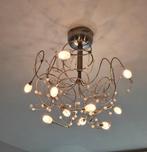 Plafondlamp 10 lampen kristalglas E14 halogeen, Ophalen, Zo goed als nieuw, Glas, Modern