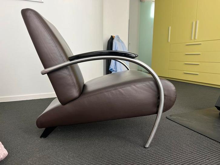 Lotus Fauteuil van Jan de  Bouvrie met echtheidscertificaat, Huis en Inrichting, Fauteuils, Gebruikt, Leer, 75 tot 100 cm, Ophalen