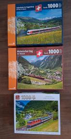 Set van 3 legpuzzels Zwitserland landschap trein Puzzel, Verzenden, 500 t/m 1500 stukjes, Zo goed als nieuw, Legpuzzel