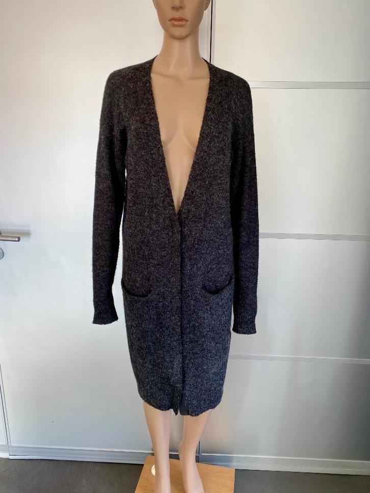 i710 M by M maat S/M=38/38/40 lang gebreid vest grijs, Kleding | Dames, Truien en Vesten, Zo goed als nieuw, Maat 38/40 (M), Grijs