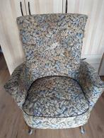 Antieke Fauteuil met Bloemenmotief, Huis en Inrichting, Fauteuils, Ophalen, Gebruikt, 75 tot 100 cm, Stof