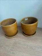 2 Deluxe Bloempotten Okergeel - Almere, Tuin en Terras, Bloempotten, Gebruikt, Rond, Binnen, Minder dan 40 cm